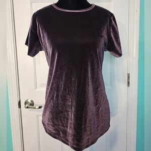 Catherine Malandrino Velvet Short Sleeve Top in Deep Purple Women's Size S